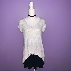 Express Grey Short Sleeve Dotted Top